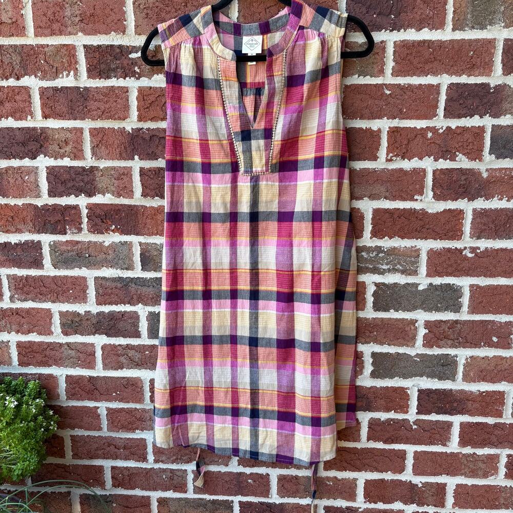NWT St. John’s Bay Plaid Sleeveless Madras Cotton Blend Dress Size M